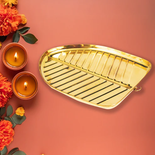 Brass Banana Leaf Puja Thali